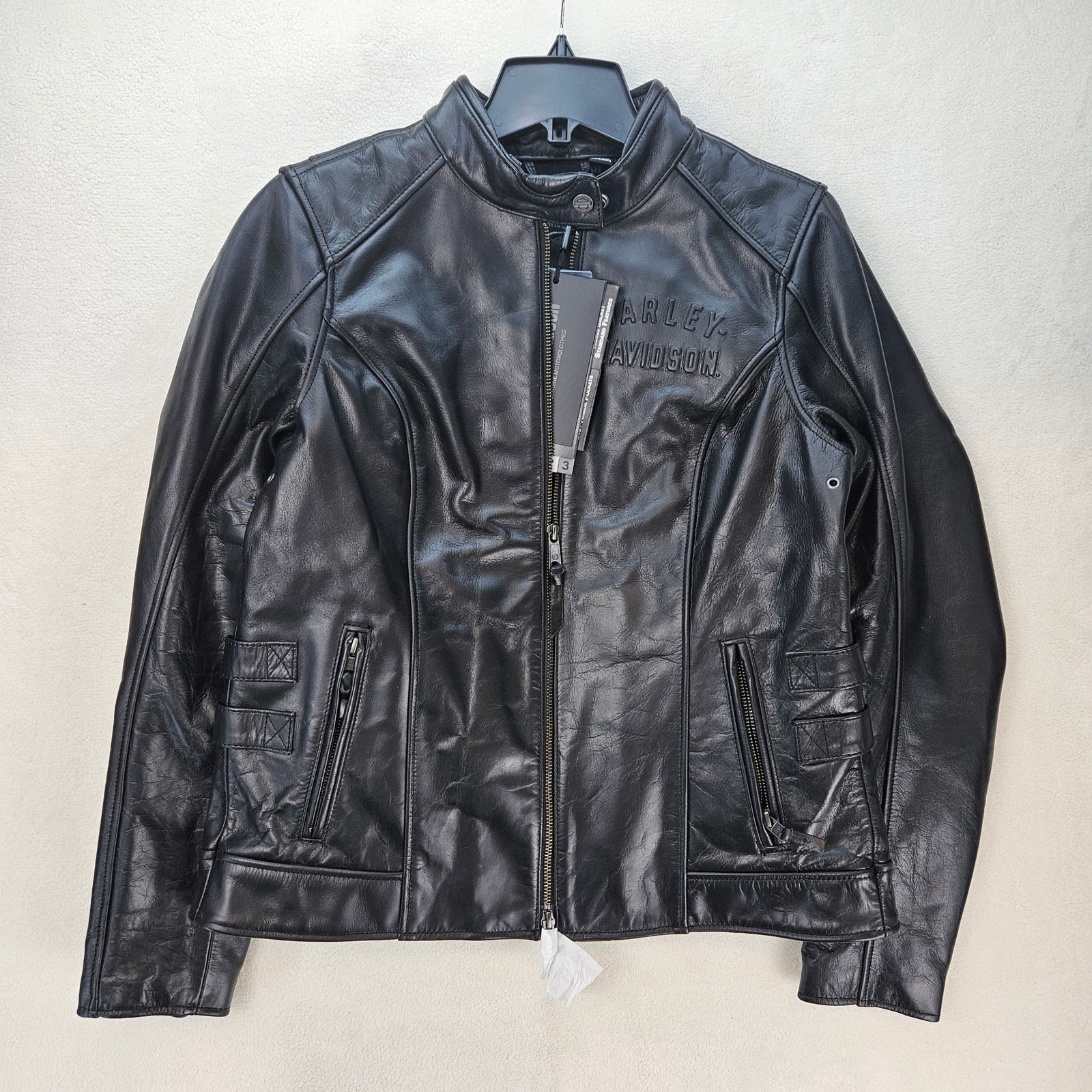 Harley Davidson Women's Medium Cafe Racer Modular Leather Jacket Blk 98019-23vw